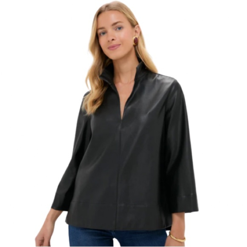 New - Tuckernuck Black Leather Margot Top
